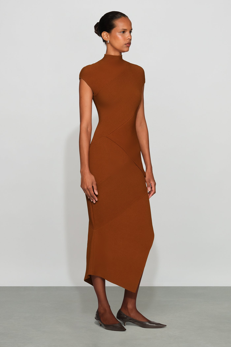 Vienna Knit Dress, Alternate, color, deep cognac