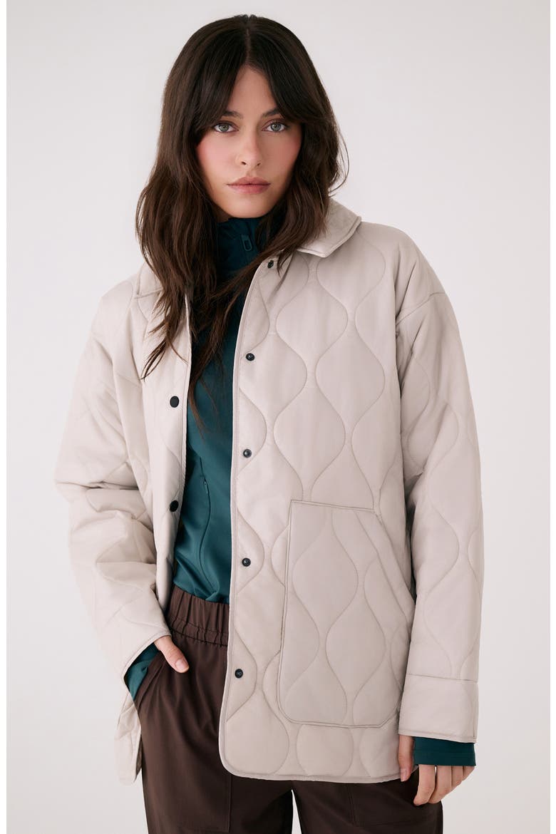 The Quilted Water Repellent Nylon Shacket, Alternate, color, ABALONE
