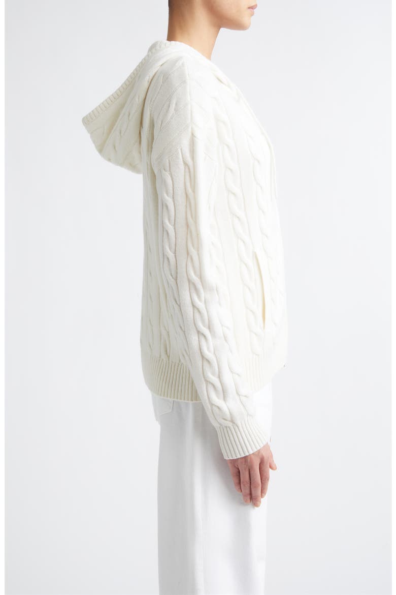 Cable Knit Cashmere Full Zip Sweater, Alternate, color, 01 WHITE