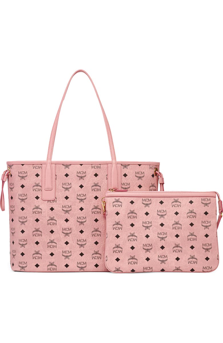 MCM Medium Liz Visetos Coated Canvas Shopper, Alternate, color, Soft Pink