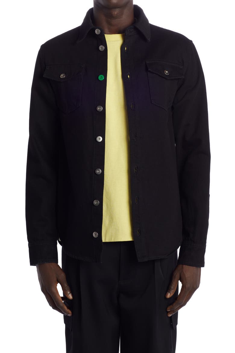 Parakeet Denim Button-Up Shirt, Main, color, BLACK