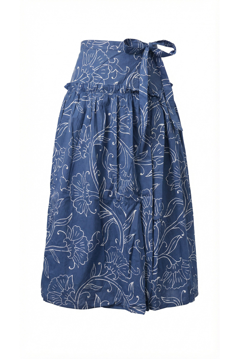 Floral Print Wrap Midi Skirt, Alternate, color, Navy Blue
