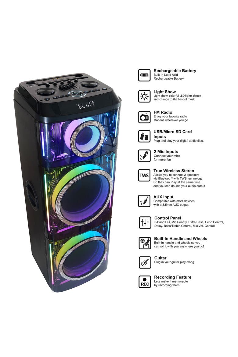 Cyber Flex 2x 12 Inch Portable Party Speaker, Alternate, color, Black