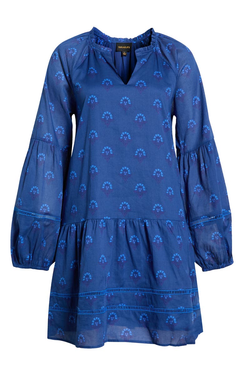 SUGARLIPS Briza Medallion Print Long Sleeve Minidress, Main, color, 