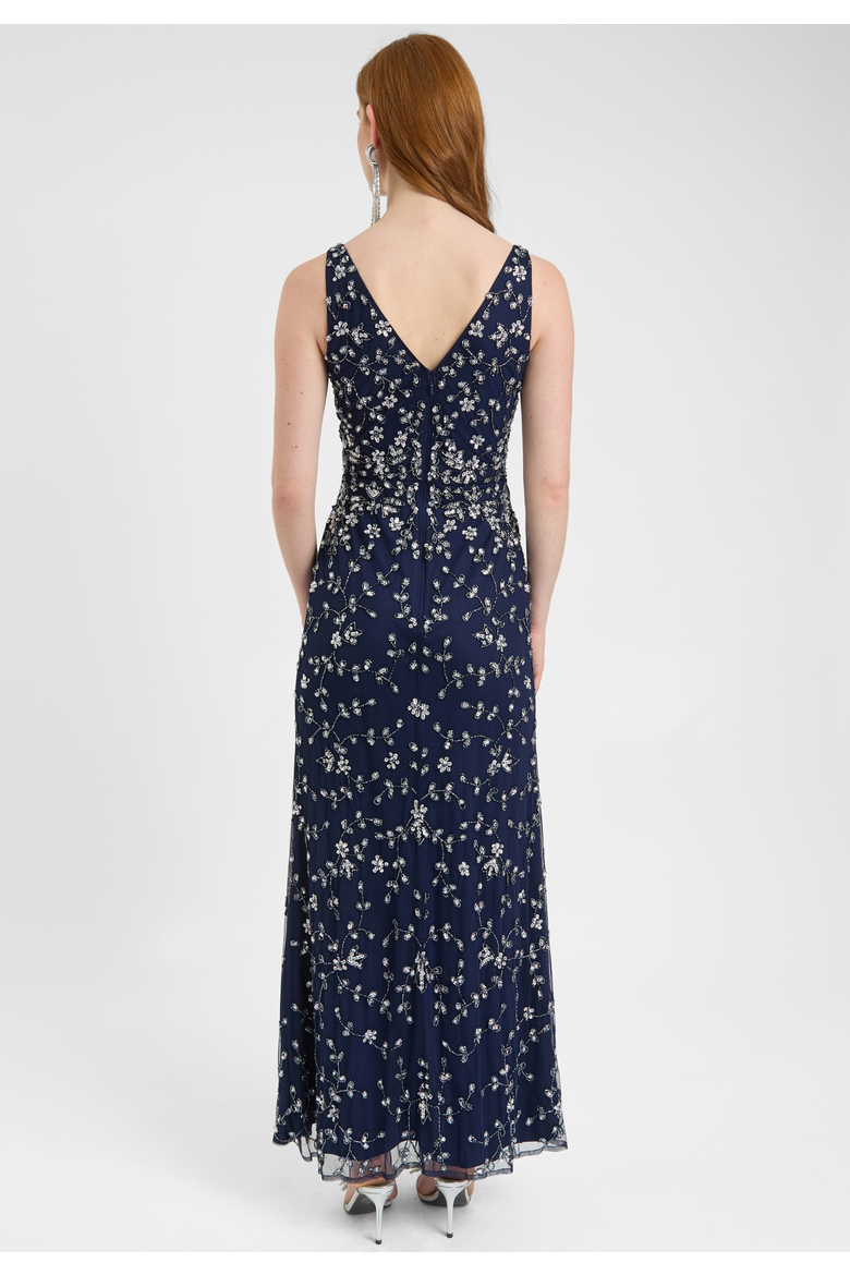 Embellished Sequin Beaded Maxi Dress With Wrap Bottom, Alternate, color, MID NIGHT BLUE