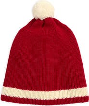 Bode Stripe Merino Wool Pom Beanie