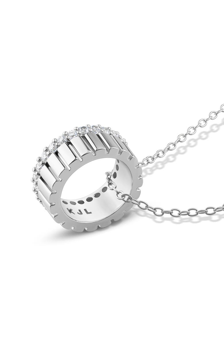 CZ by Kenneth Jay Lane Pavé Circle Pendant Necklace, Alternate, color, Rhodium Plated