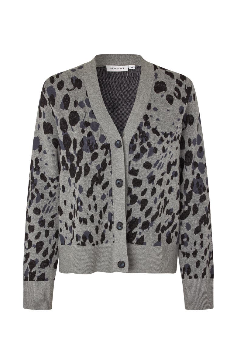 Masai Copenhagen Malokina Leopard Pattern Cardigan, Alternate, color, Black
