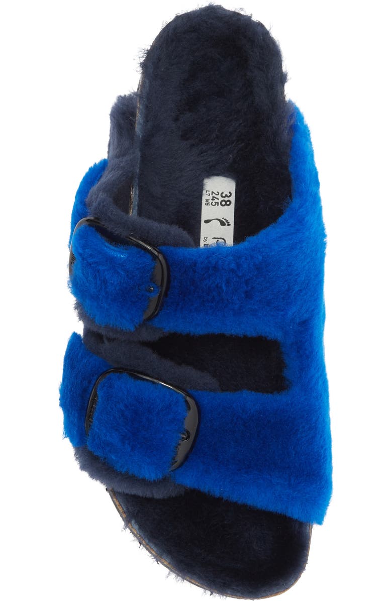 Birkenstock Papillio by Birkenstock Arizona Big Buckle Genuine Shearling Slide Sandal, Alternate, color, Midnight/ Ultra Blue