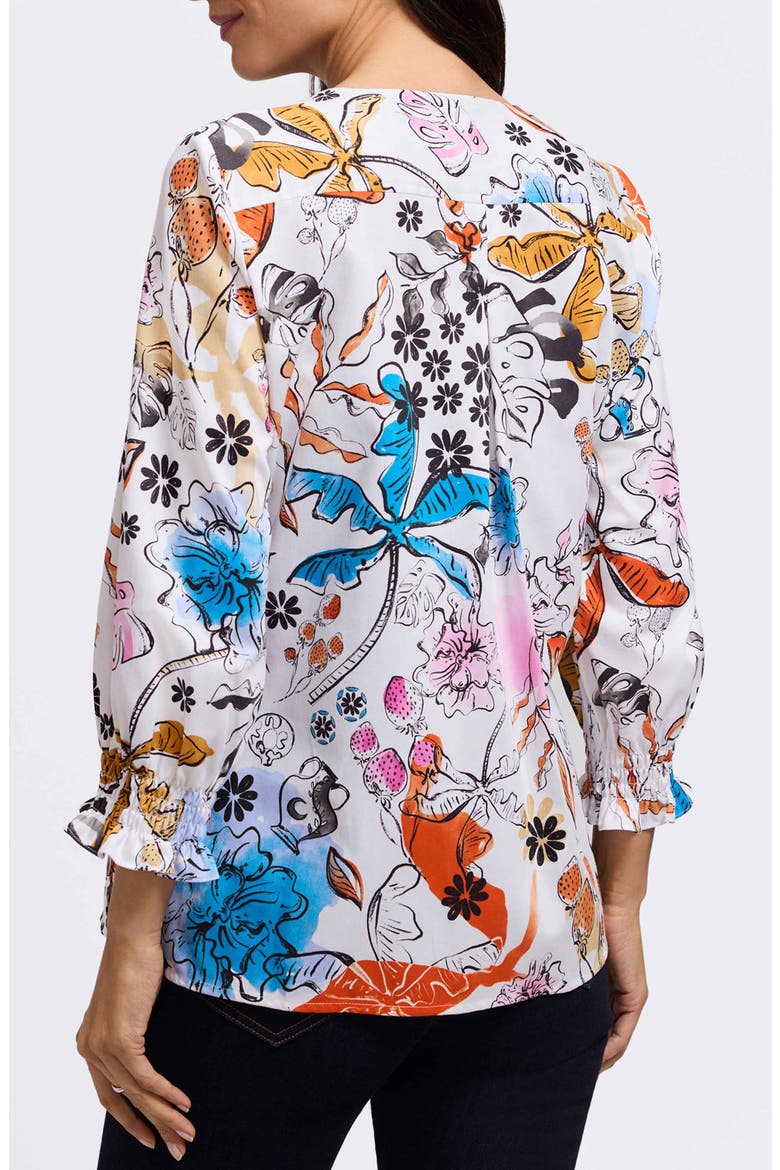 Alicia Floral Cotton Popover Top, Alternate, color, ORANGE MULTI