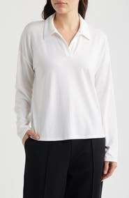 Eileen Fisher Boxy Henley Jersey Top