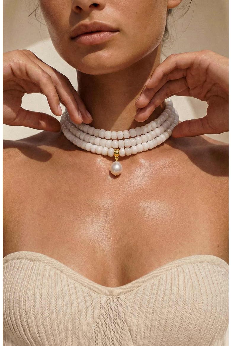 Marina Layers Beaded Necklace, Alternate, color, BONE