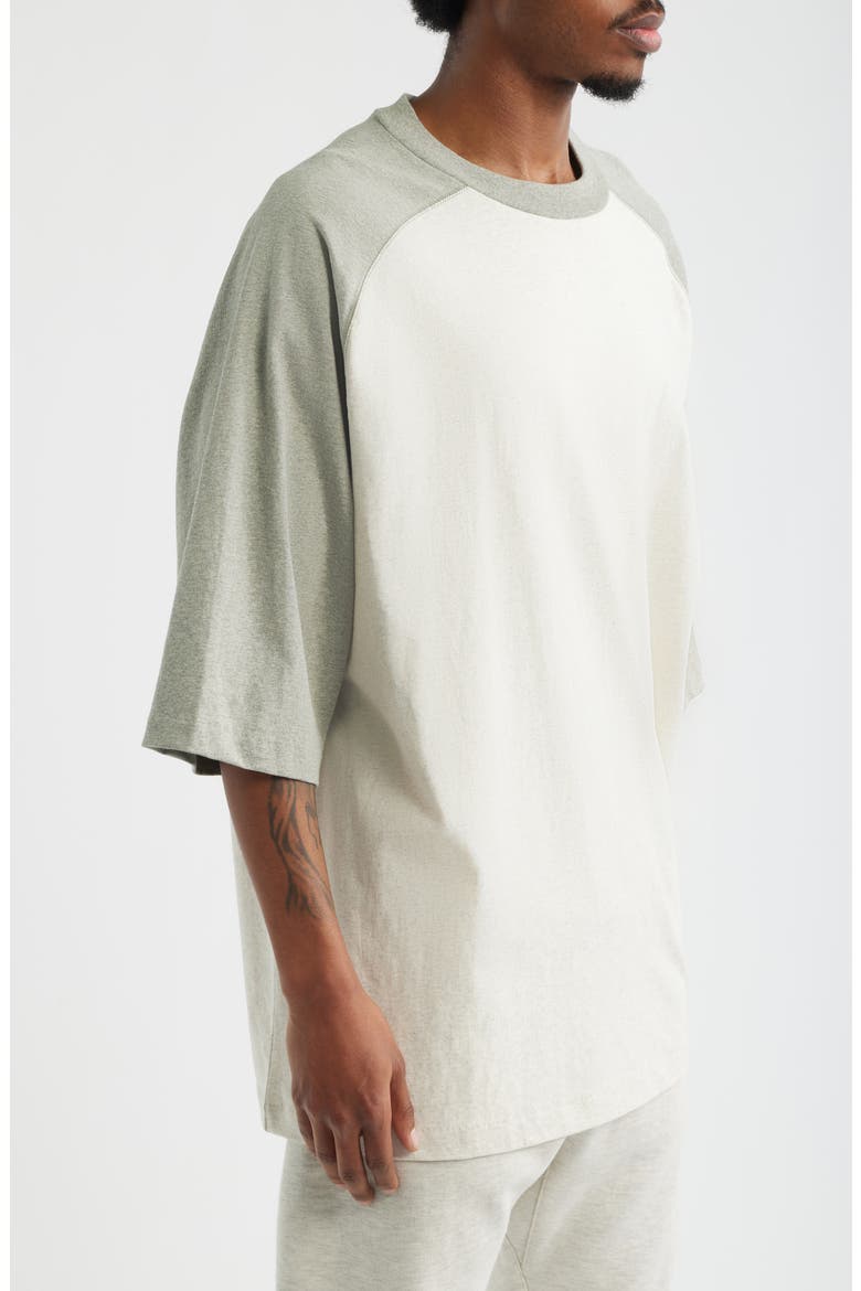 Signature Cotton Baseball T-Shirt, Alternate, color, OATMEAL/ CONCRETE HEATHER