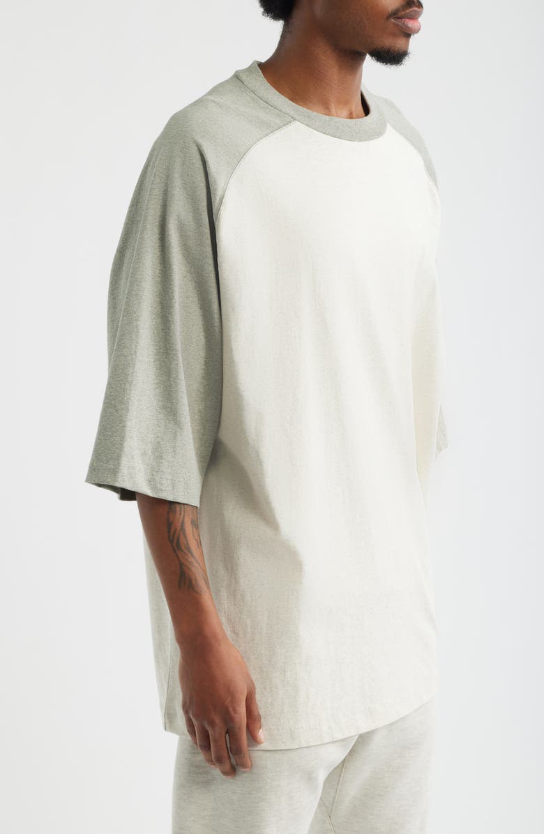 Fear of God Essentials Signature Cotton Baseball T-Shirt, Alternate, color, Oatmeal/ Concrete Heather