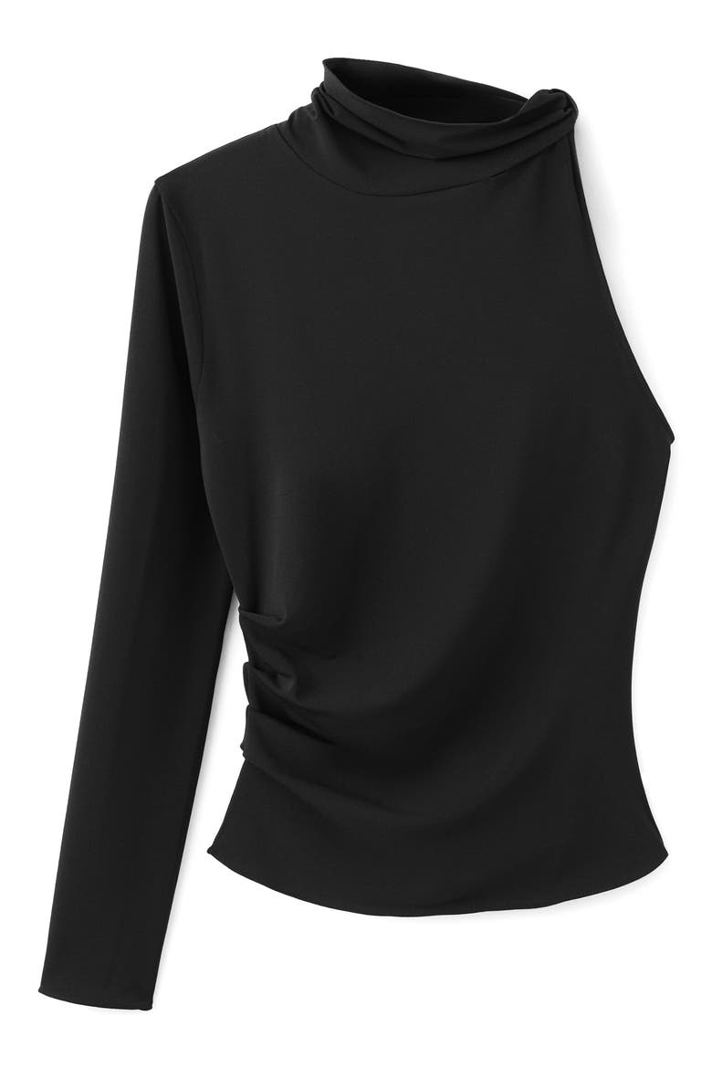 One-Shoulder Turtleneck Top, Main, color, BLACK