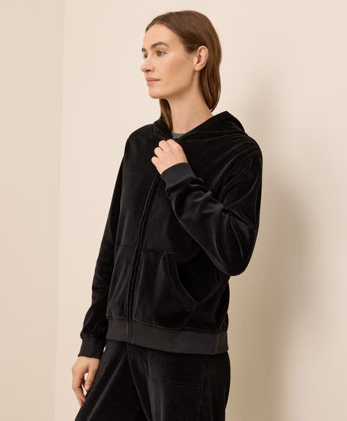 Pact Organic Cotton Pure Velour Zip Hoodie In Black