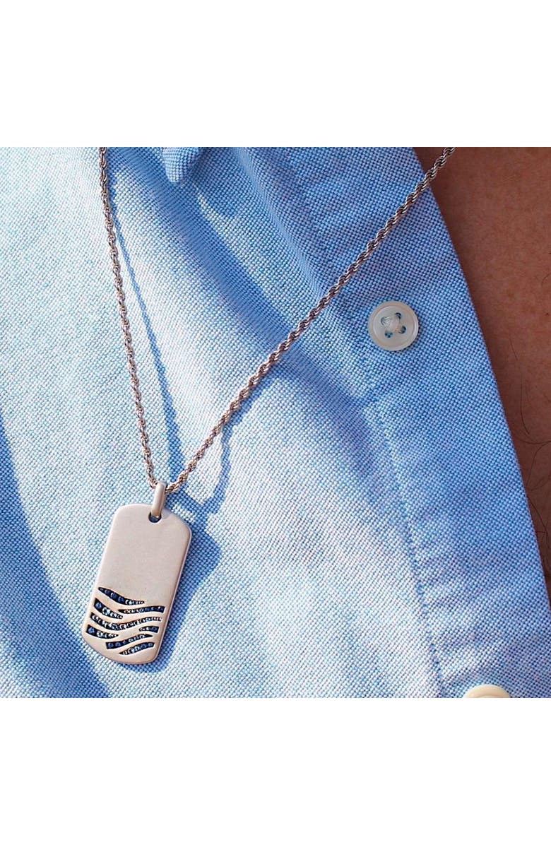 LuvMyJewelry Deep Blue Sea Sapphire & Topaz Silver Tag Necklace, Alternate, color, Silver