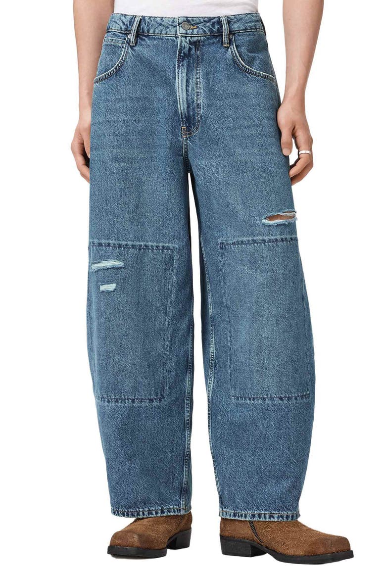 Slouchy Barrel Leg Jeans, Main, color, DESTROY MID INDIGO