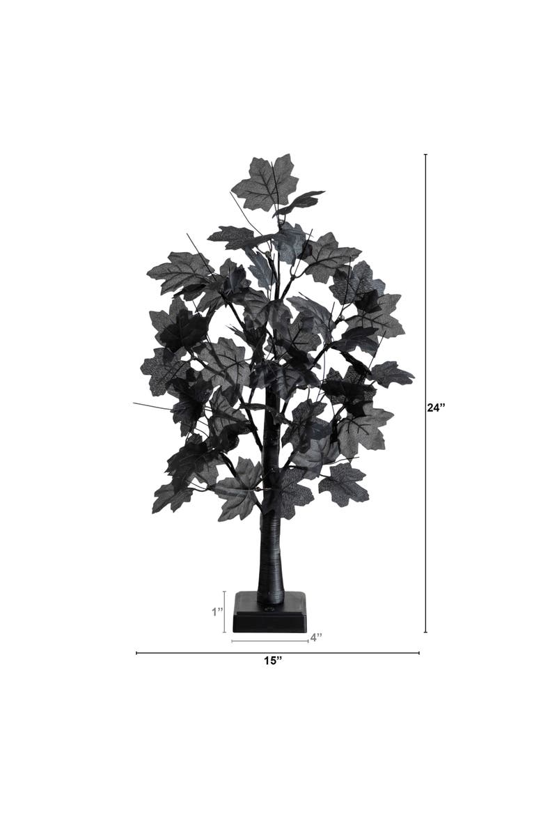 2-ft Pre-Lit Artificial Halloween Black Maple Tree with 24 Orange & Purple LED Lights, Alternate, color, Black