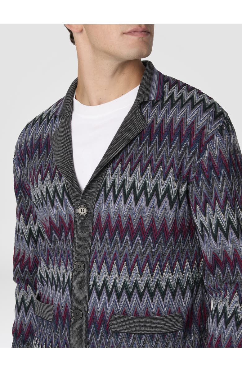 Missoni Zigzag Cardigan In Pure Wool, Alternate, color, Multicoloured