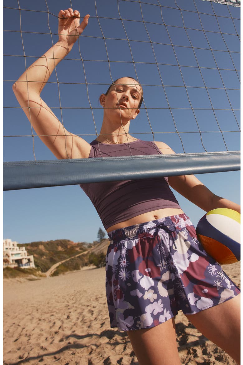 Shifting Sands Stripe Drawstring Shorts, Alternate, color, GRAYSTONE FLORAL MULTI
