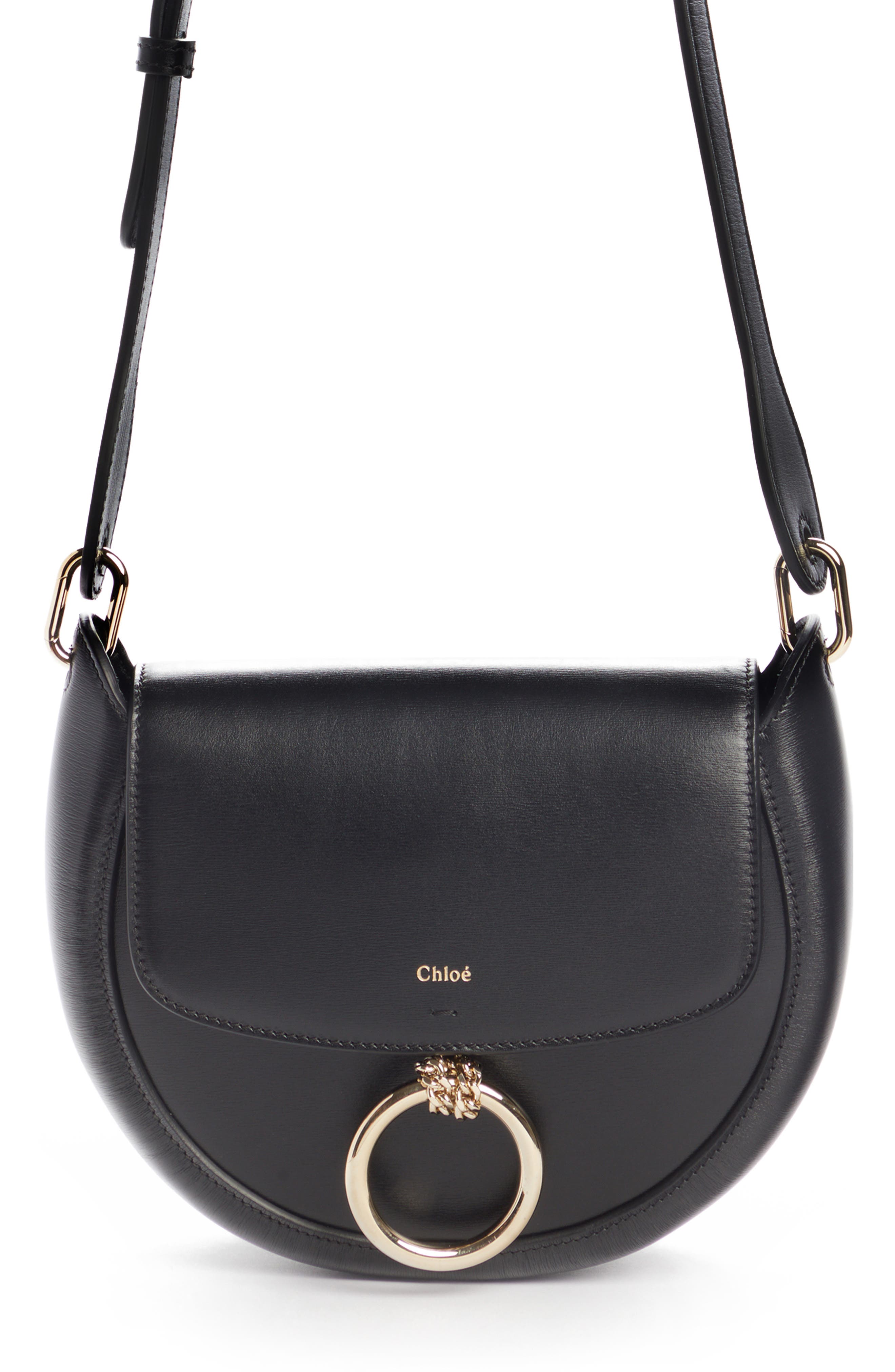 Chloé Small Arlene Leather Crossbody Saddle Bag, Main, color, 