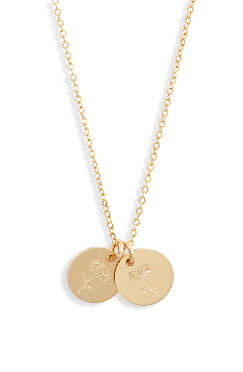 Set & Stones Birth Flower Necklace, Main, color, Gold / 2 Charms