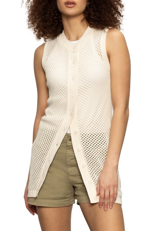 Open Stitch Longline Cotton Vest