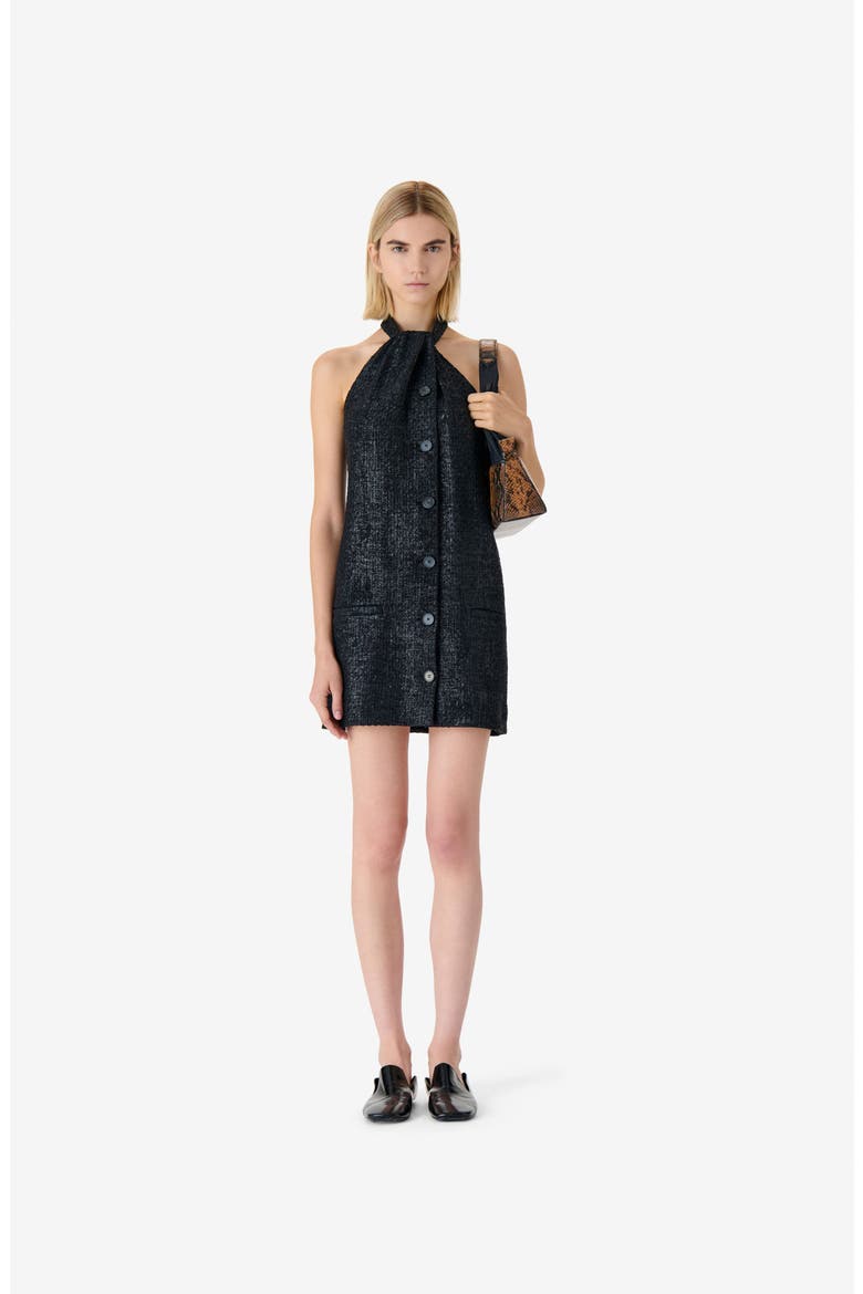 Kiera Halter Mini Dress, Main, color, Shiny Black
