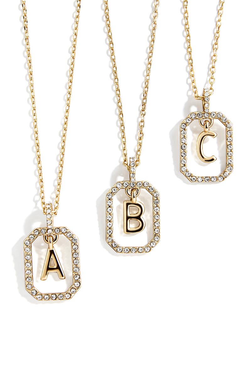 BaubleBar Alicia Intial Pendant Necklace, Alternate, color, Clear - A