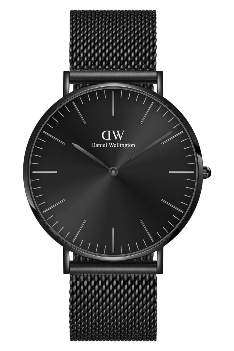 Classic Ashfield Mesh Strap Watch, 40mm, Main, color, BLACK