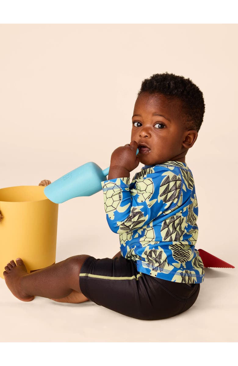 Tea Collection Rash Guard Baby Swim Set, Alternate, color, Tiled Turtles