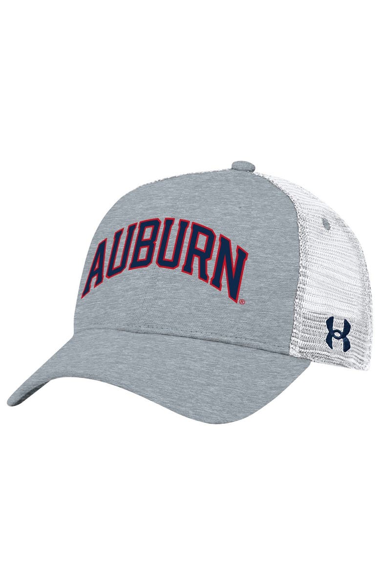Under Armour Men's Under Armour Gray Auburn Tigers 2023 Sideline Trucker Adjustable Hat, Main, color,