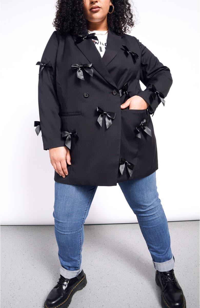 WILDFANG The Empower Bows Double Breasted Blazer, Alternate, color,