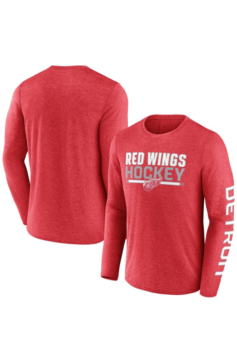 FANATICS Men's Fanatics Heather Red Detroit Red Wings Sweep Iconic Synthetic Long Sleeve T-Shirt, Alternate, color, Heather Red