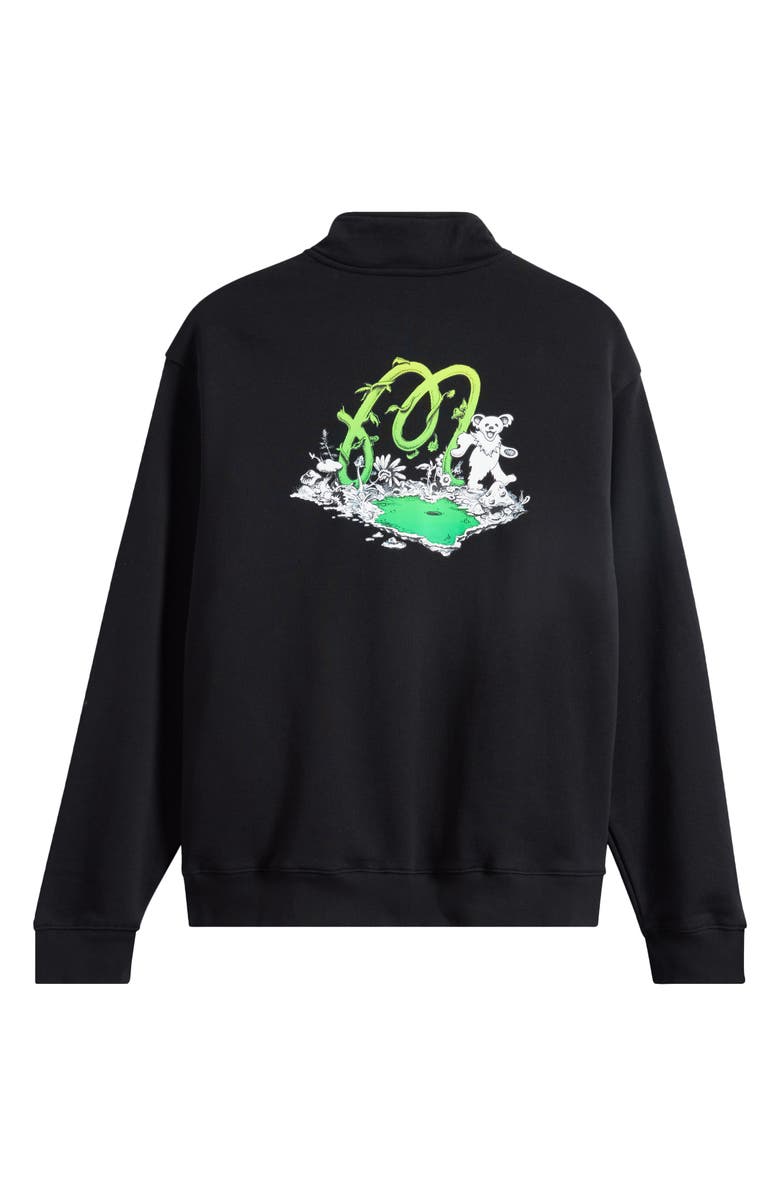 Malbon Golf Grateful Dead Quarter Zip Sweatshirt, Alternate, color, Black
