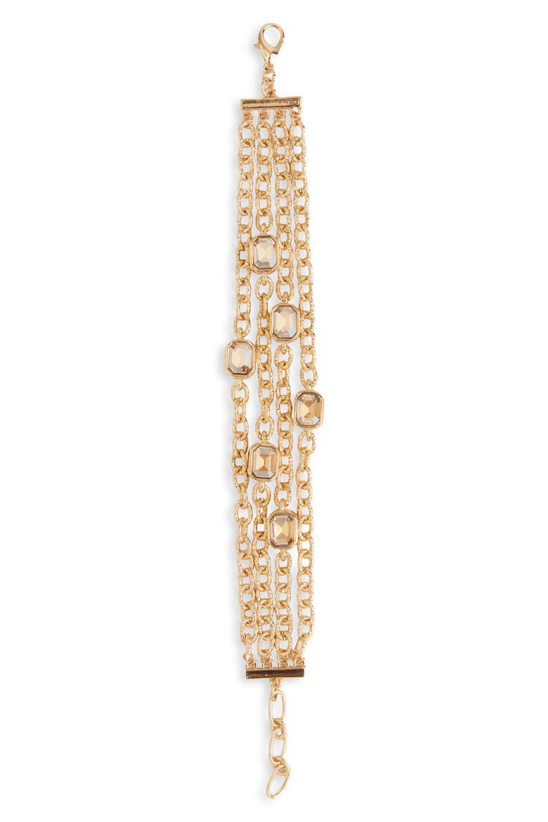 Crystal Chain Layered Bracelet, Alternate, color, GOLD