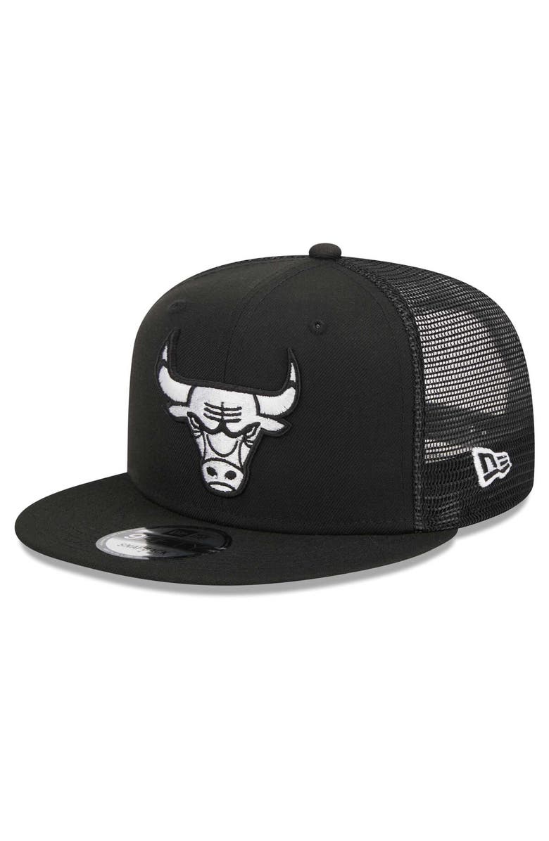 New Era Men's New Era Black Chicago Bulls Evergreen 9FIFTY Trucker Snapback Hat, Main, color, 