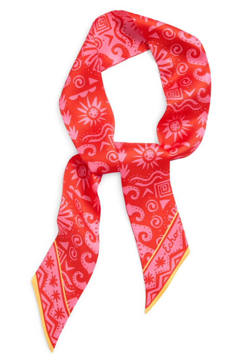 Sun & Surf Reversible Silk Skinny Scarf, Main, color, PINK LEMONADE