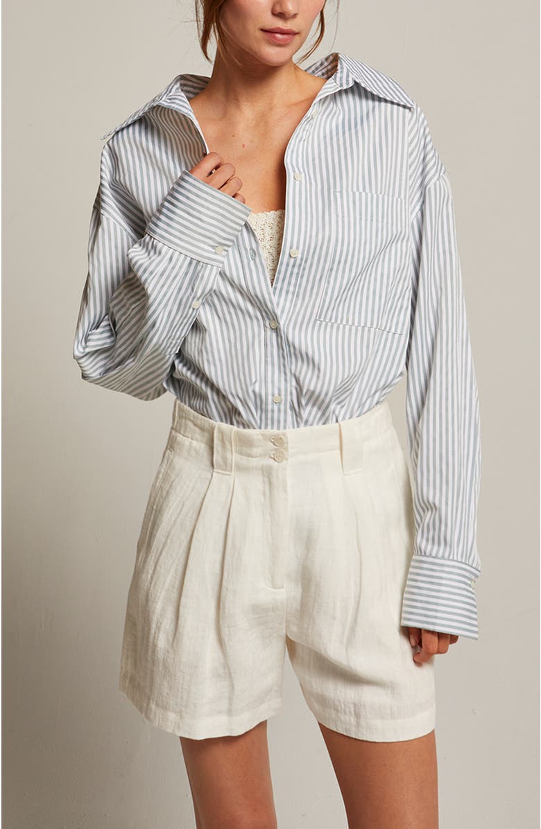 CRESCENT Pleated Linen Shorts, Alternate, color, 