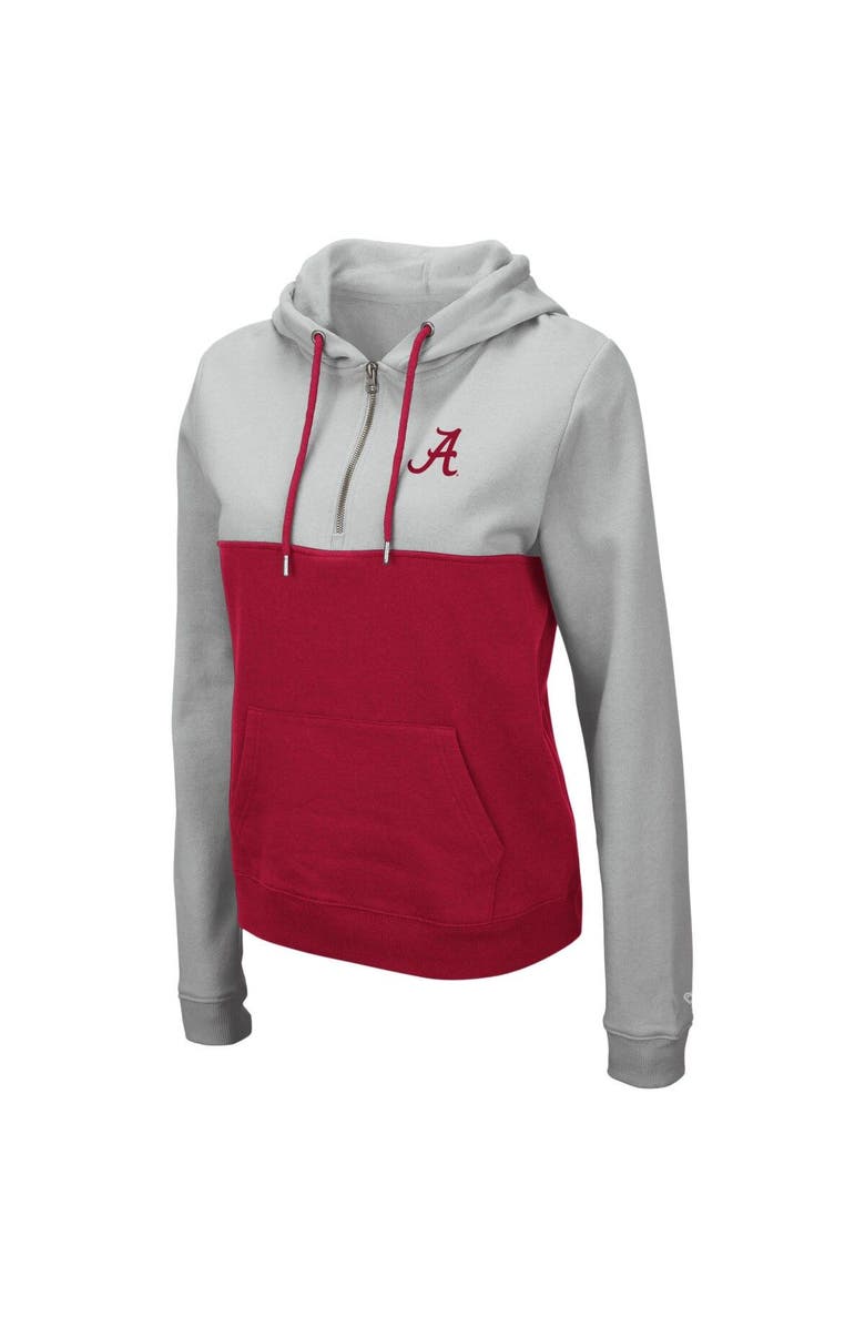 COLOSSEUM Women's Colosseum Gray/Crimson Alabama Crimson Tide Aidan Lightweight Half-Zip Hoodie, Alternate, color, Gray