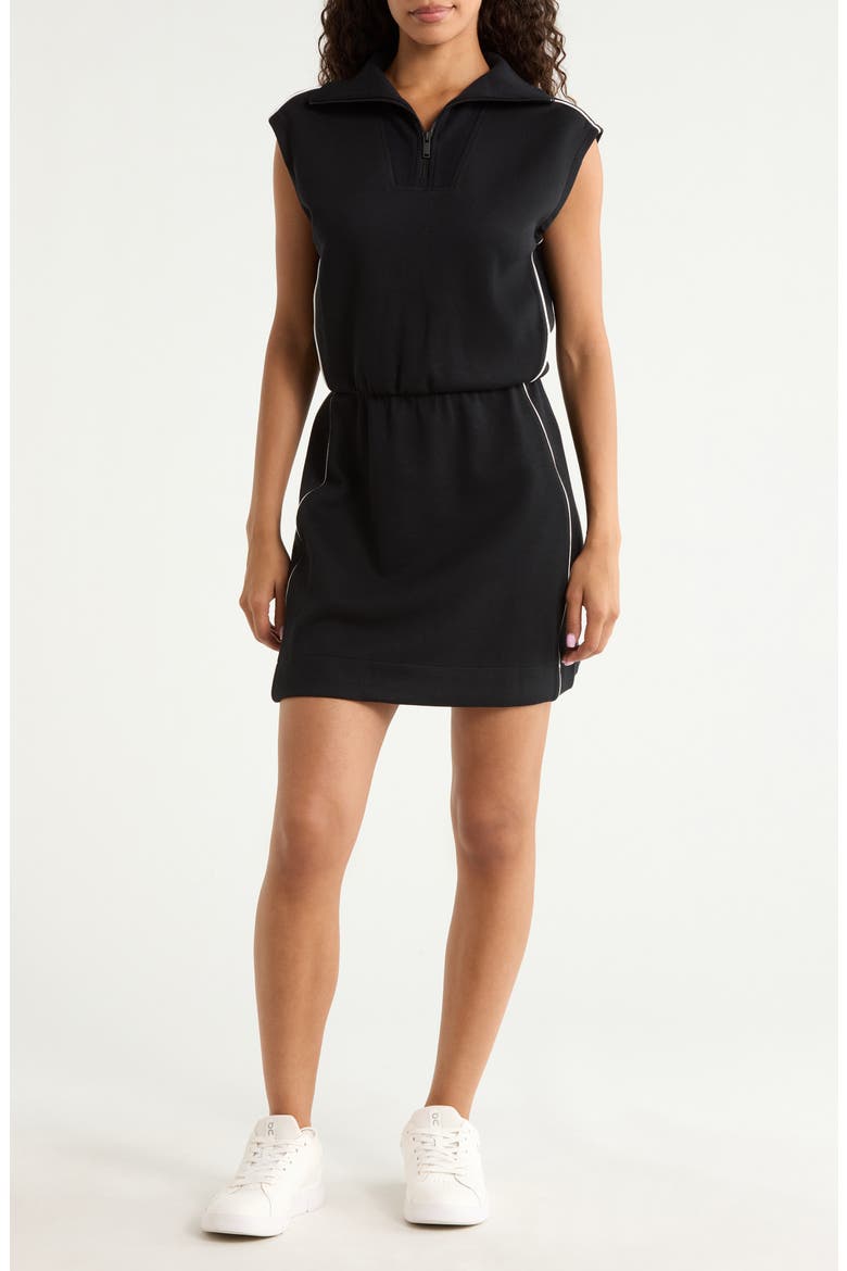 Airpique Half Zip Modal Blend Dress, Main, color, VERY BLACK