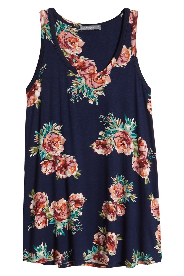 Floral Knit Swing Tank, Alternate, color, NAVY FLORAL