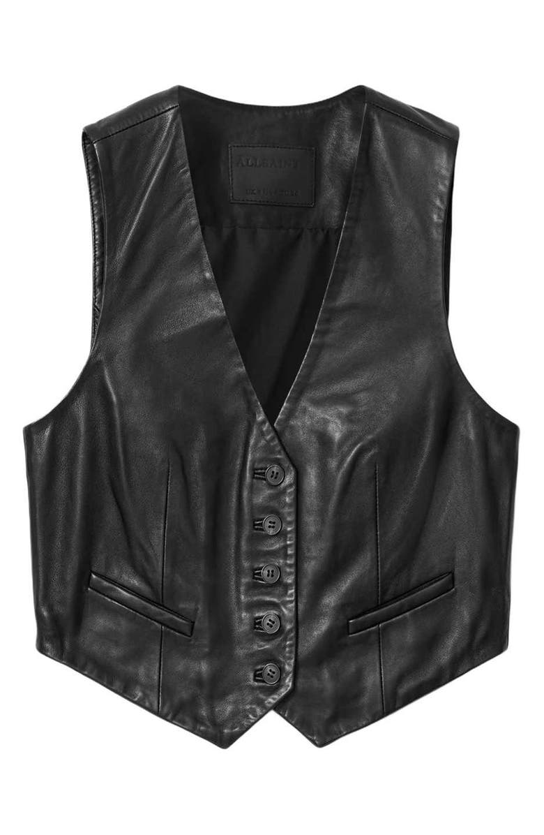 AllSaints Arla Leather Vest, Alternate, color, 
