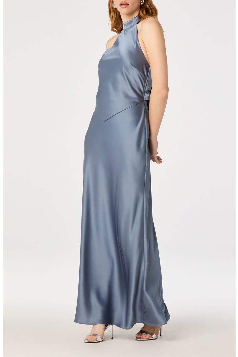 Viridiana Halter Neck Gown, Alternate, color, STEEL BLUE