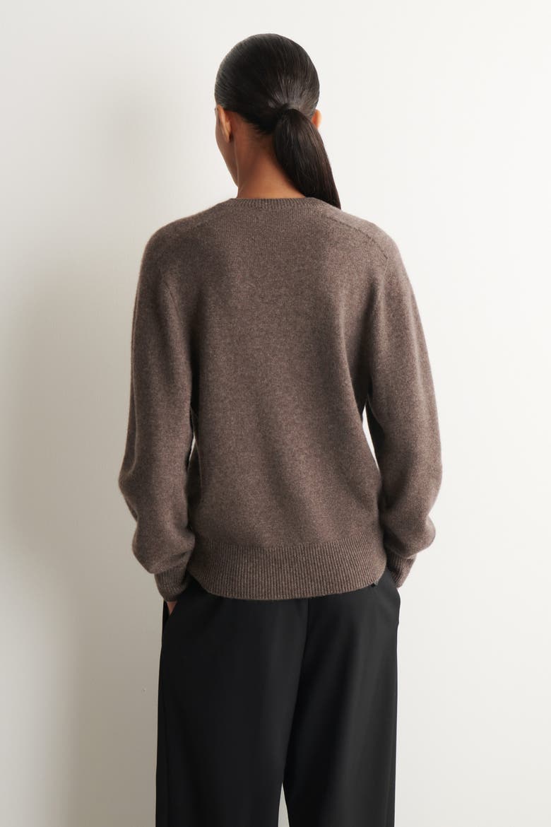 Sculpted Pure Cashmere V-neck Sweater, Alternate, color, BROWN MÉLANGE