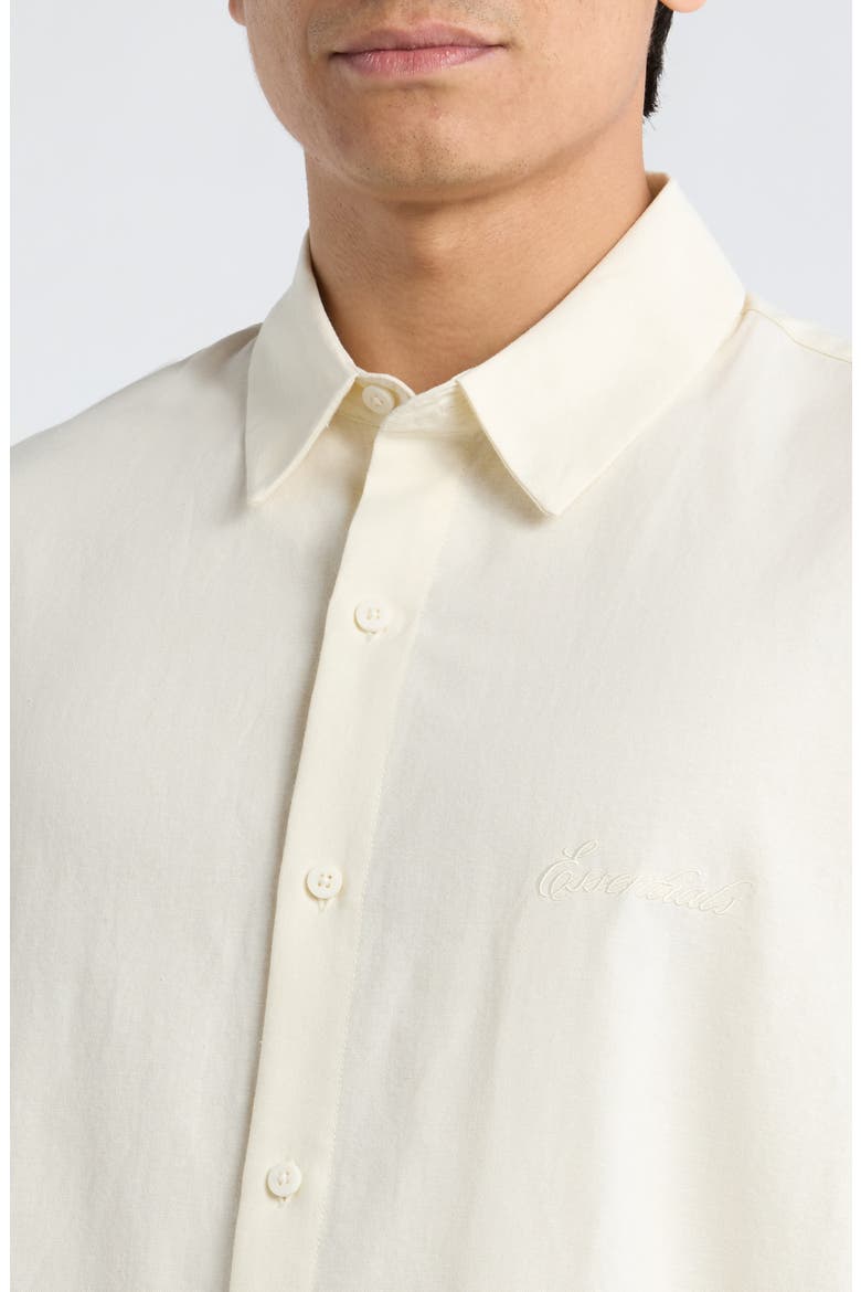 Signature Button Front Cotton Shirt, Alternate, color, IVORY