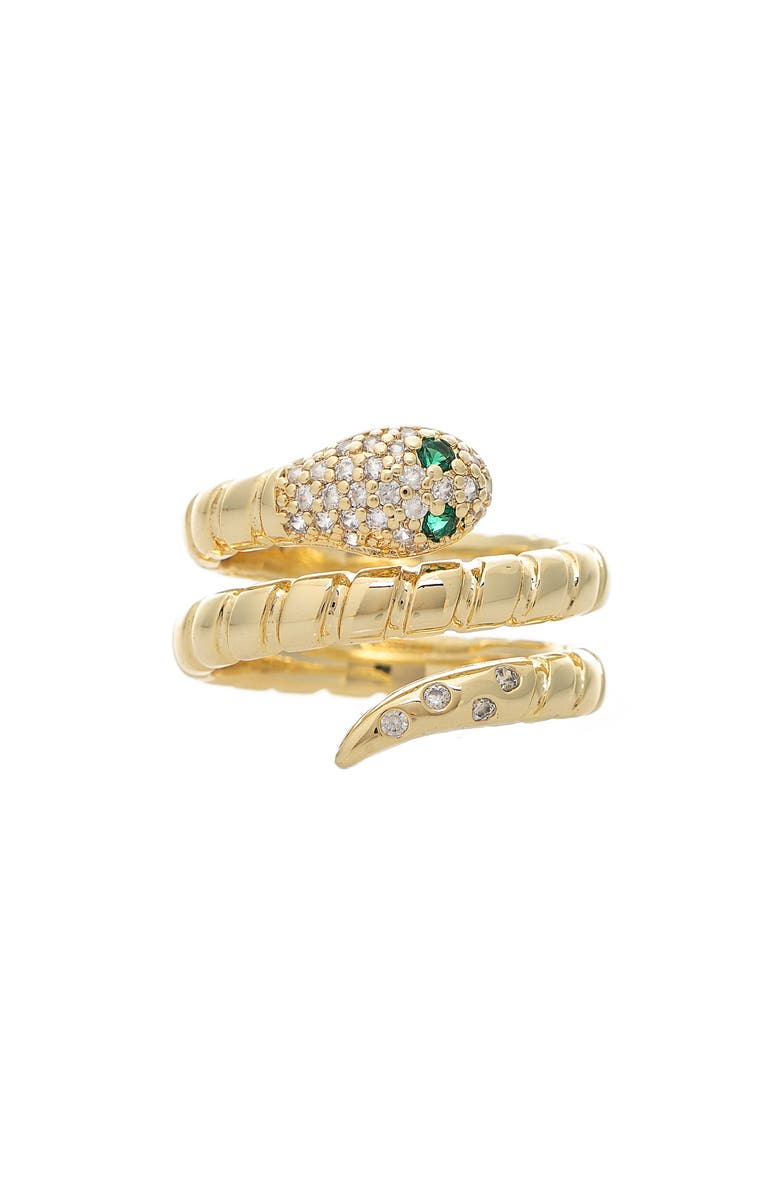 RIVKA FRIEDMAN 18K Gold Plated Cubic Zirconia Snake Wrap Ring, Main, color, 18K Gold Clad