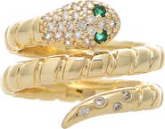 RIVKA FRIEDMAN 18K Gold Plated Cubic Zirconia Snake Wrap Ring