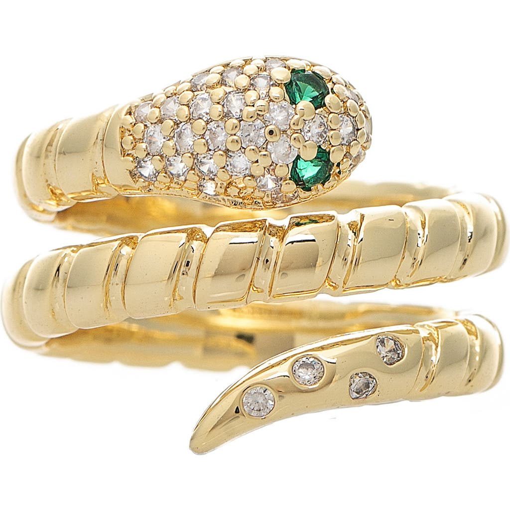 Rivka Friedman 18k Plated Cz Ring In 18k Gold Clad